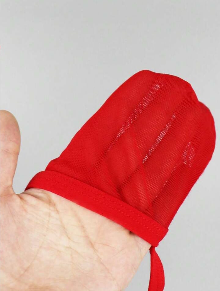 Men's Fashionable Neck- Hanging Bright Red Hollow Mesh Men's Underwear